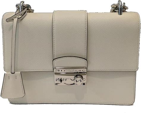 Prada White Saffiano Designer Leather Crossbody Bag for 